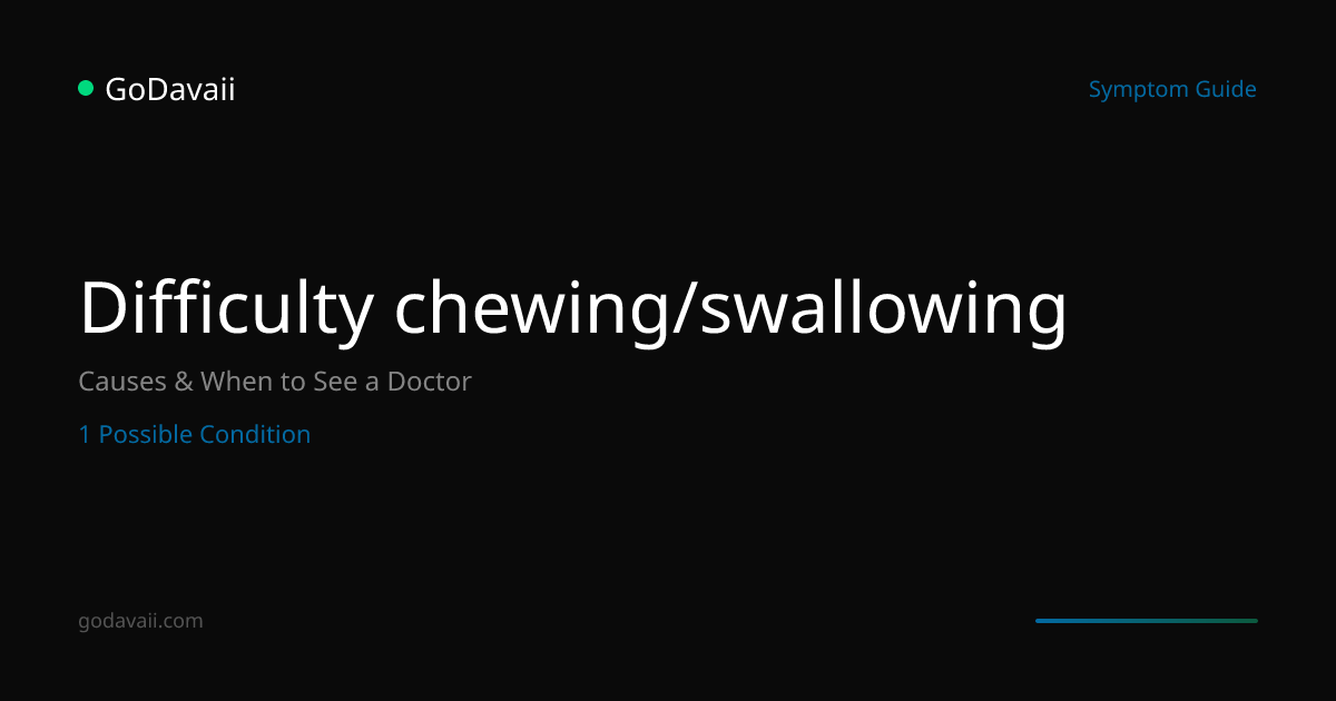 Difficulty chewing/swallowing - Causes, Conditions & When to See a ...